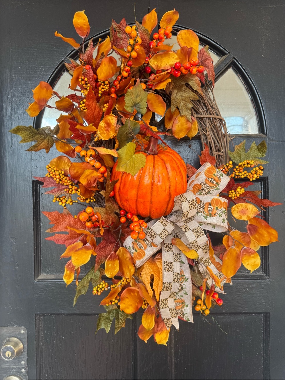 Autumn Harvest Orange Pumpkin Wreath - Home Holiday Decor